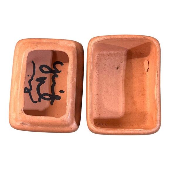 Signed Vintage Pottery Dancing Kokopelli Mini Trinket Box Southwest Design Lid - Picture 4 of 8